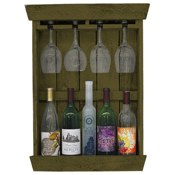 Farmhouse 5-Bottle Wine Shadow Box, Olive Green