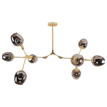 CurveCurio 8-Light Adjustable Abstract Chandelier, Charcoal Grey