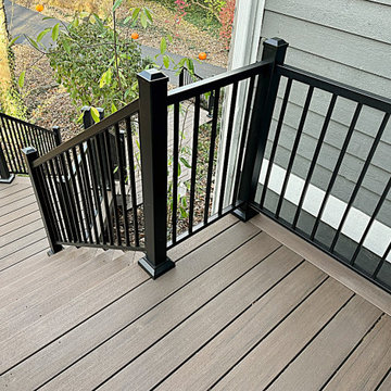 New deck, steps, railings for front entry