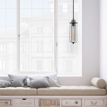 Shilo 1-Light Galvanized Pendant, T-Type Vintage Edison Bulb Included