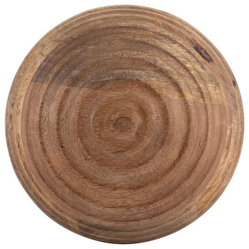 6" Wooden Orb With Ridges, Natural