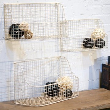 Metal Wall Baskets, Set of 3
