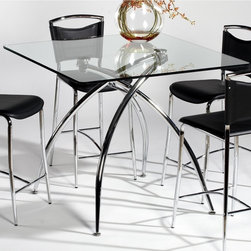 Elaine Double Arch Counter Table with Chamfered Edge Glass - Bar Stools And Counter Stools