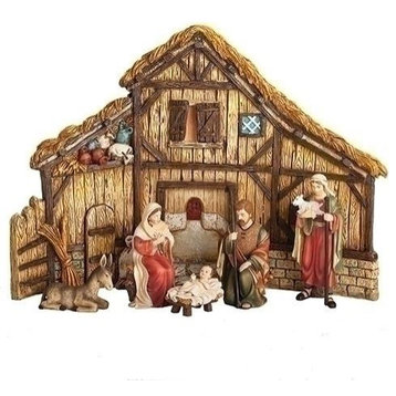 Nativity With Stable Shepherd And Donkey 6 Piece Set