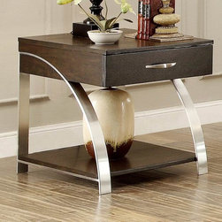 HOMELEGANCE 3533-04 MODERN UNIQUE OAK WOOD END TABLE STORAGE DRAWER - Side Tables And End Tables