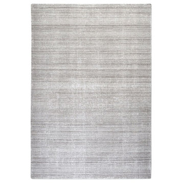 Hand Woven Wool Soft Dark Gray Area Rug, 9'x12' Striated Striped
