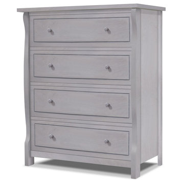 Vertical Dresser, Curved Sides & Accented Drawers With Rounded Pulls, Gray