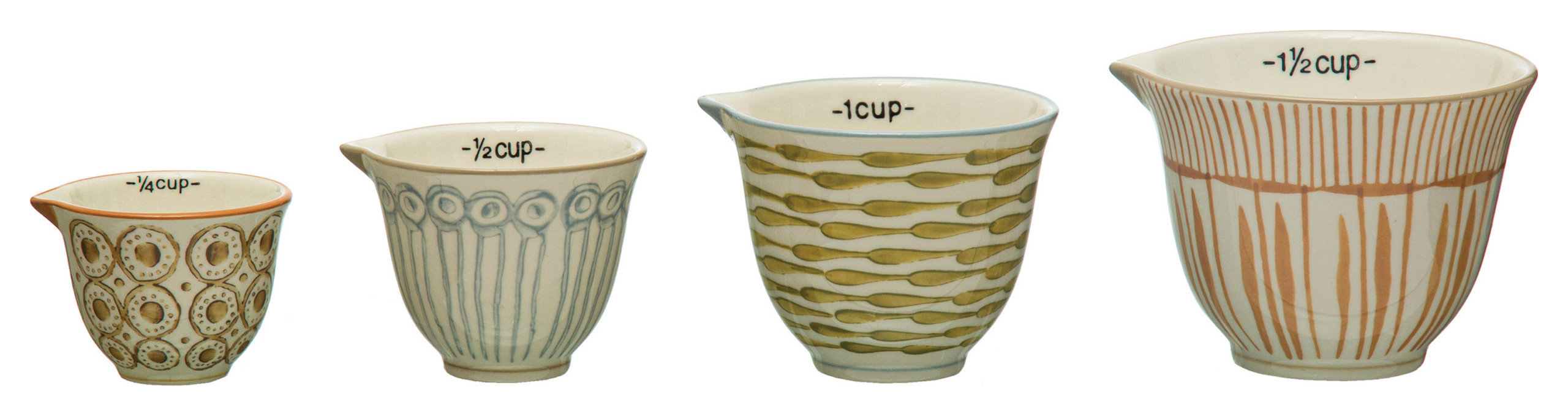 Cuphuzz Stoneware Measuring Cups with Pour Spout, Set of 4 Sizes, Multicolor ...