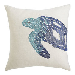 Blue Aquatic Life Pillow Cover - Turtle - Decorative Pillows