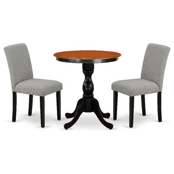 ESAB3-BCH-06 - Wooden Table and 2 Parson Chairs with High Back - Black Finish