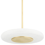Hudson Valley - Blyford 1-Light Pendant, Aged Brass - Blyford's sleek and minimal design has an orbit-like quality that draws the eye around and around. The clear etched glass is accented by streamlined Aged Brass and Black Nickel metalwork, bringing a simple sophistication to the ceiling.