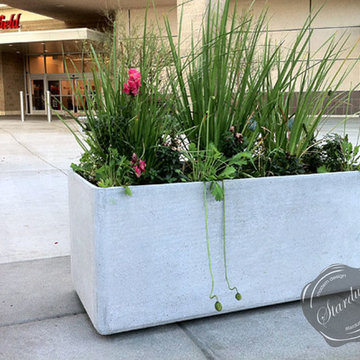Modern Landscape and Patio Design with Large Modern Garden Planters