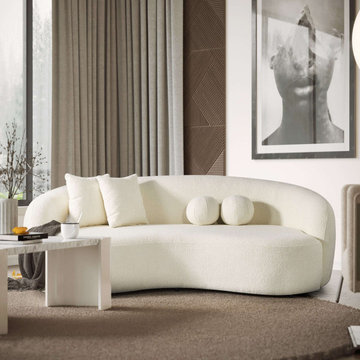 Drake Japandi Style Curvy Boucle 3 Seater Living Room Sofa