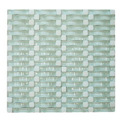 Aqua Green Glossy 3D Sea Wave Glass Mosaic Tiles - Home Accessories & Decor