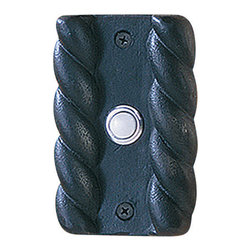HawkHillHardware - Twist Bell Plate With Button, Black Iron - Doorbells And Chimes