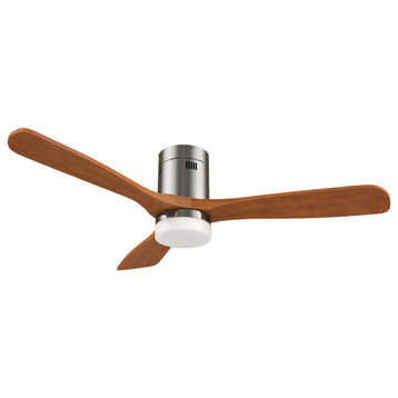 52" 3 Blades Solid Wood Ceiling Fan With Dimmable LED Light Kit and Remote