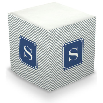 Sticky Memo Cube Herringbone Single Initial, Letter D