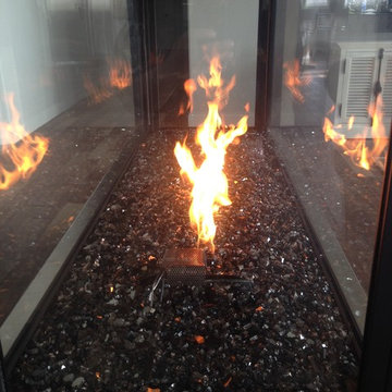 Custom 4-Sided Gas Fireplace