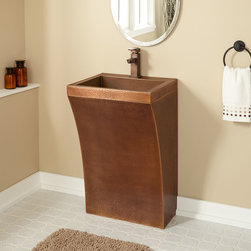 CURVED HAMMERED COPPER PEDESTAL SINK - Bathroom Sinks