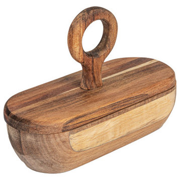 Acacia Wood Divided Container With Lid