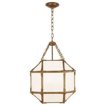 Morris Small Lantern in Gilded Iron with White Glass