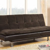 Casual Style Soothing Sofa Bed with Chrome Legs, Brown