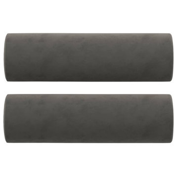 vidaXL Throw Pillows 2 Pcs Round Cylinder Bolster Pillow Dark Gray Velvet
