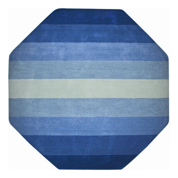 Aspect Blue Stripes Rug, 8' Octagon