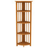 Corner Folding Bookcase, Easy Assembly Bookshelf. 51", Honey Oak