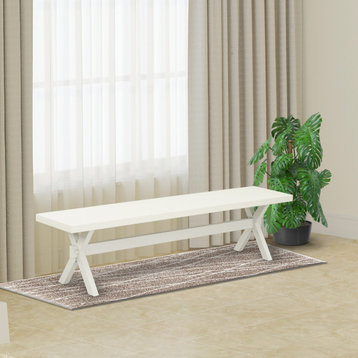 X-Style 15X72 In Dining Bench, Wirebrushed Linen White Leg And Linen White Top