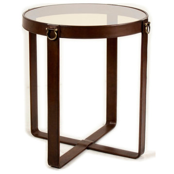 Leather Harness Table - Brown