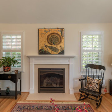 Fireplace flanks one side of the new addition.
