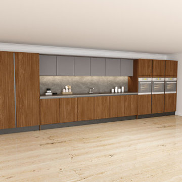 Modern Kitchen With Lincoln Walnut Slate Grey | Inspired Elements