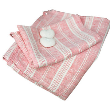 Multistripe Hand Towels, Set of 2, Red White, Hand Towel
