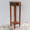 Windsor Carved Wood Round Tall Table, Walnut