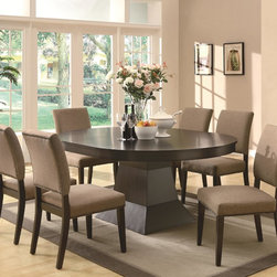 Coaster Myrtle 7-Piece Oval Table and Side Chair Set in Cappuccino - Dining Sets
