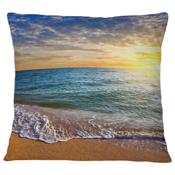 Layers of Colors on Sunrise Beach Seascape Throw Pillow, 16"x16"