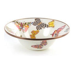 Butterfly Garden Enamel Breakfast Bowl | MacKenzie-Childs - Dining Bowls