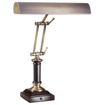 Desk/Piano Lamp 14" Antique Brass with Cordovan Accents