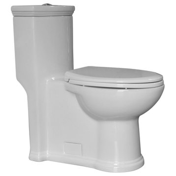 Flush Eco-Friendly One Piece Toilet with a Siphonic Action Dual Flush System