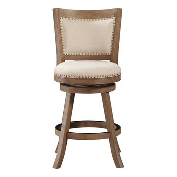 Melrose Swivel Stool, Driftwood Wire-Brush & Ivory, Counter Height