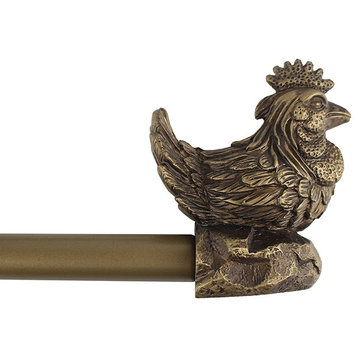 3/4" Rooster Adjustable Curtain Rod, Renaissance Gold, 84" to 120"