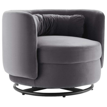 Modway Relish Upholstered Performance Velvet Swivel Chair in Black/Gray