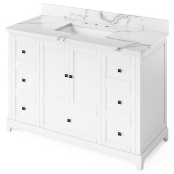 Jeffrey Alexander Addington 48" White Single Sink Vanity With Quartz Top