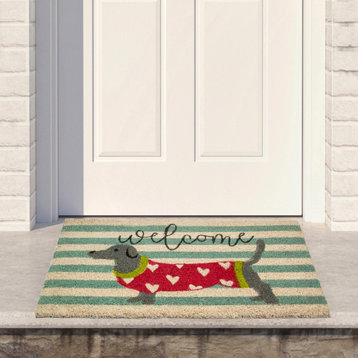 Natural Coir Rectangular Dachshund Dog Welcome Doormat 18" x 30"