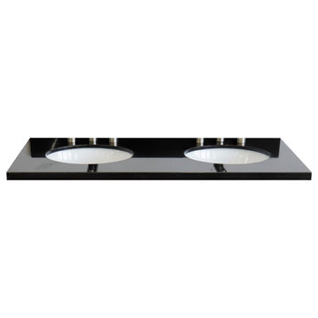 49" Black Galaxy Countertop and Double Oval Sink