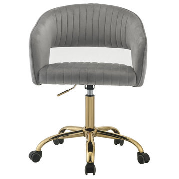 Hopi Office Chair, Gray Velvet and Gold