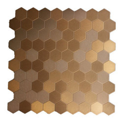 GL Stone Tile - Moroccan Style Honeycomb Aluminum Peel and Stick Mosaic Tile, Bronze, 22 Sheets - Mosaic Tile