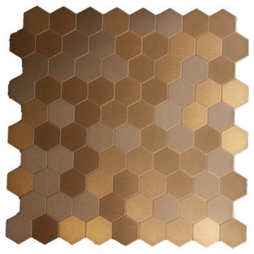 Moroccan Style Honeycomb Aluminum Peel and Stick Mosaic Tile, Bronze, 22 Sheets