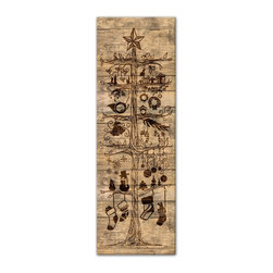 DDCG - Rustic Christmas Tree Canvas Wall Art, 12"x36" - Prints And Posters